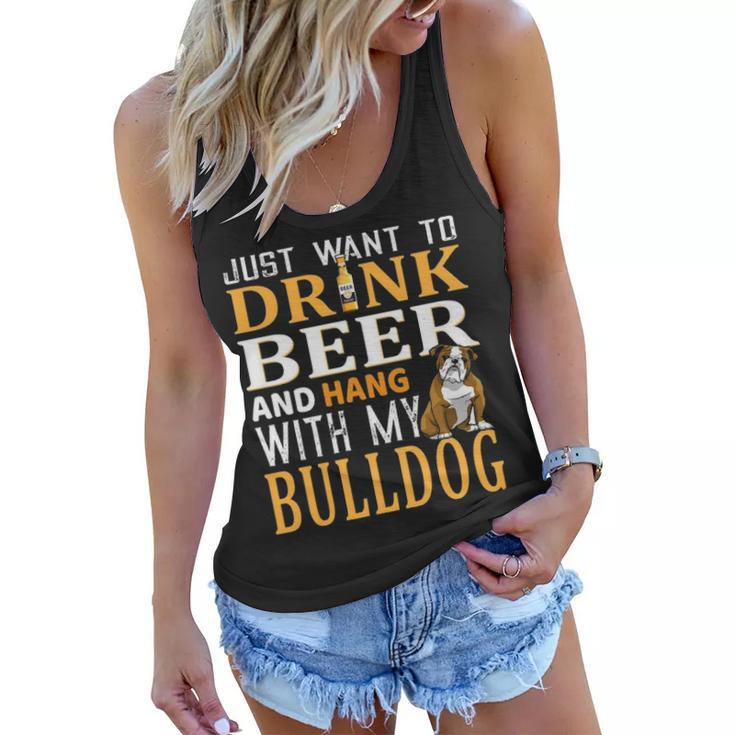 Bulldog Dad Dog Dad & Beer Lover Fathers Day Gift Women Flowy Tank