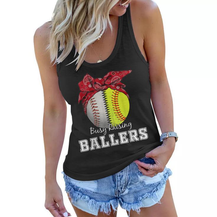 Busy Raising Ballers Softball Baseball  Baseball Mom Gift  Women Flowy Tank