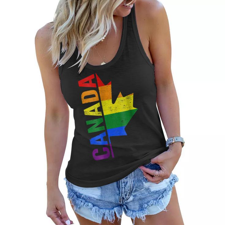 Canada Day Gay Half Canadian Flag Rainbow Lgbt T-Shirt Women Flowy Tank