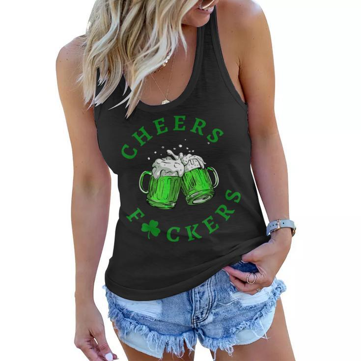 Cheers Fuckers St Patricks Day Men Women Beer Drinking   V2 Women Flowy Tank