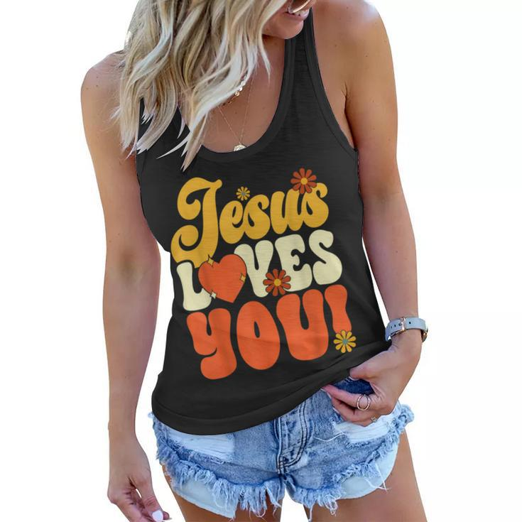 Christian Retro Jesus Loves You Religious Faith God 70S  Women Flowy Tank