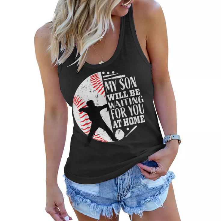 Cool Cute Baseball Catcher Mom Dad Son Parents Quote Graphic  Women Flowy Tank