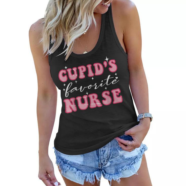 Cupids Favorite Nurse Groovy Retro Valentines Day Nurse  Women Flowy Tank