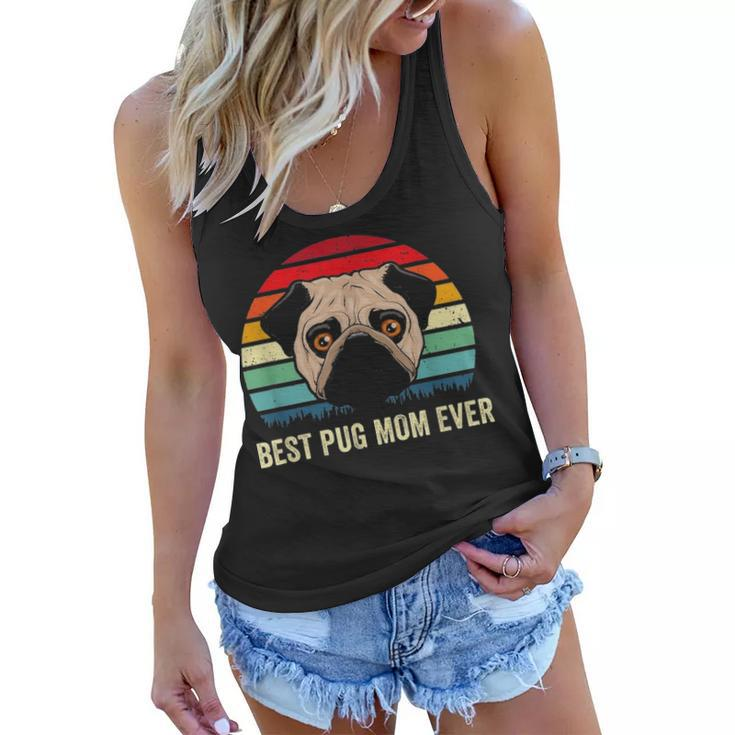 Cute Best Pug Mom Ever Funny Pet Owner Pugs Dog Lover Gift Women Flowy Tank