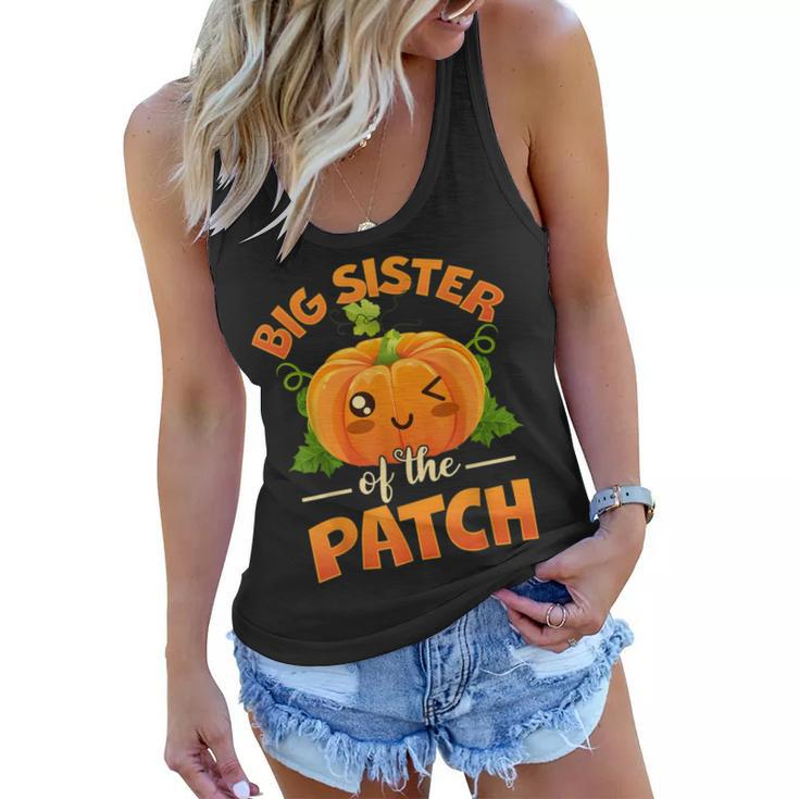 Cute Halloween Big Sister Of The Cutest Pumpkin In The Patch Women Flowy Tank