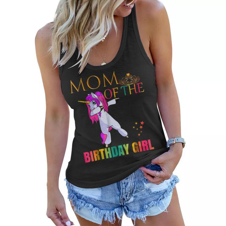 Cute Mom Of Birthday Girl Dabbing Unicorn Party Shirt Idea Women Flowy Tank