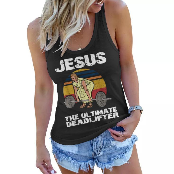 Deadlift Jesus I Christian Weightlifting Funny Workout Gym  Women Flowy Tank