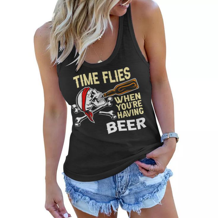 Drinking Bottle Fancy - Time Flies When Youre Having Beer   Women Flowy Tank