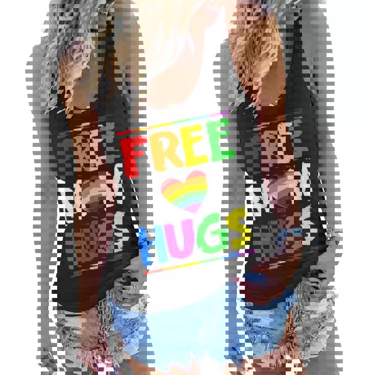 Free Mom Hugs Lgbt Lgbtq Pride Month Rainbow Mom Support Women Flowy Tank