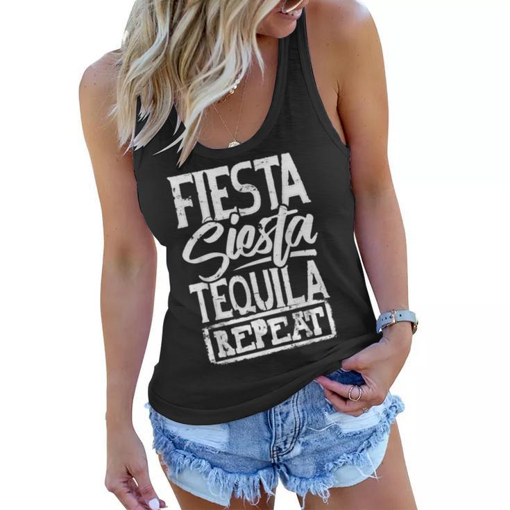 Funny Drinking Fiesta Siesta Tequila Repeat Squad Crew Women Flowy Tank