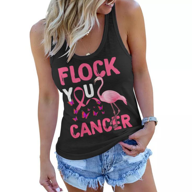 Funny Flock You Flamingo Cancer Breast Cancer  Women Flowy Tank
