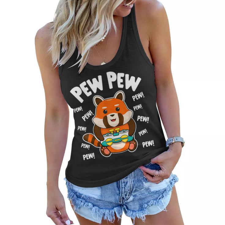 Gamer Red Panda Pew Pew Cute Kawaii Red Panda Video Games  Women Flowy Tank