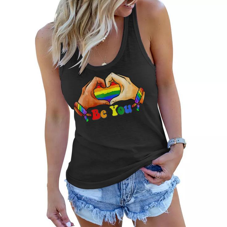 Gay Pride Clothing Lgbt Rainbow Flag Heart Unity  Women Flowy Tank