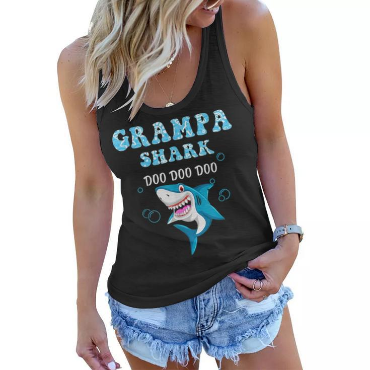 Grampa Shark Fathers Day Gift From Wife Son Daughter Women Flowy Tank