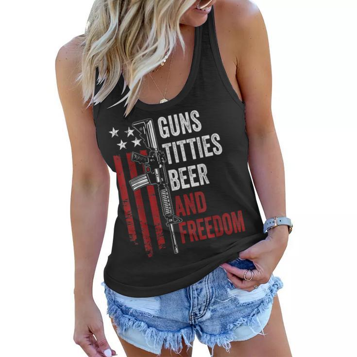 Guns Titties Beer & Freedom - Mens Funny Guns Drinking Usa  Women Flowy Tank