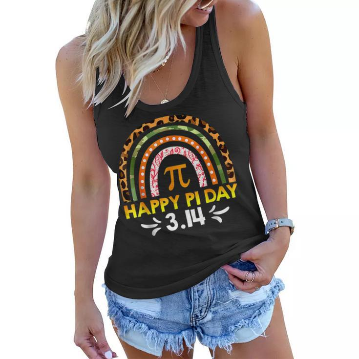 Happy Pi Day  Math Teacher Rainbow Funny Pi Day 314  Women Flowy Tank