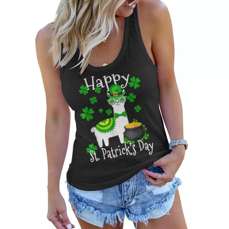 Happy St Patricks Day Llama Dad Mom Boy Girl Lucky  Women Flowy Tank