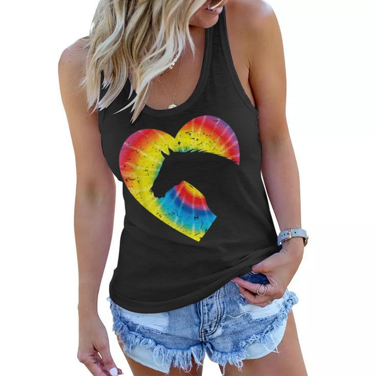 Horse Heart Silhouette For Cowgirl Equestrian Graphic Print  Women Flowy Tank