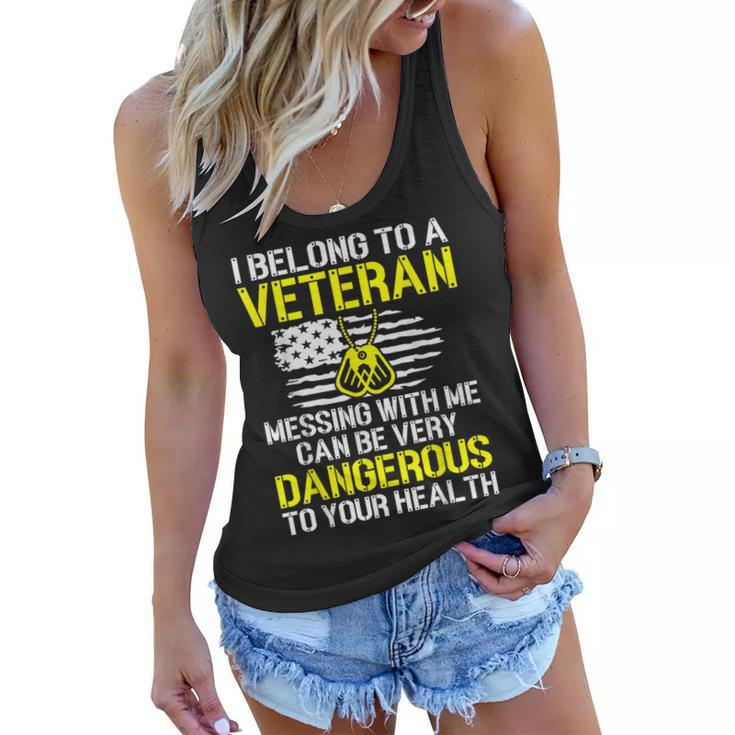 I Belong To A Veteran Funny Veterans Wife Husband Spouse  Women Flowy Tank