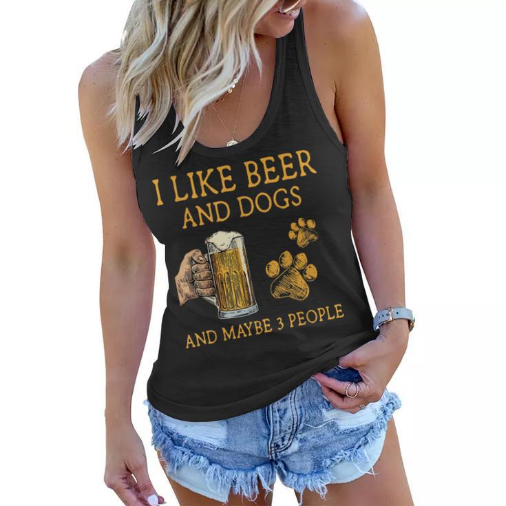 I Like Beer And Dogs And Maybe 3 People Funny Vintage Women Flowy Tank
