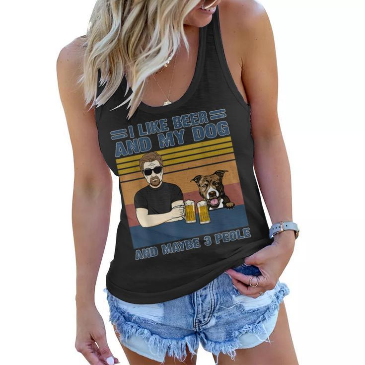 I Like Beer And My Dog And Maybe 3 People Dog And Beer Lover Women Flowy Tank
