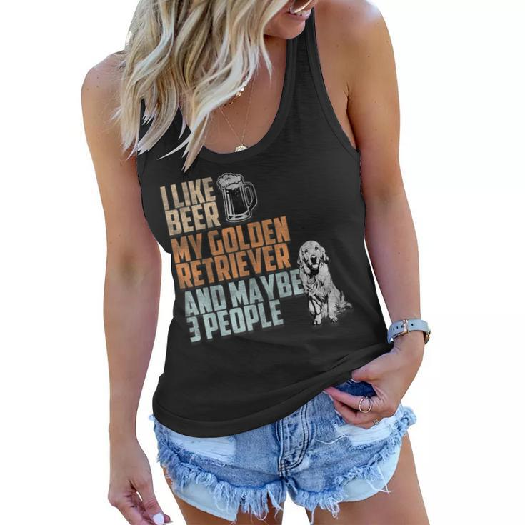 I Like Beer My Golden Retriever And Maybe 3 People Dog Lover Women Flowy Tank