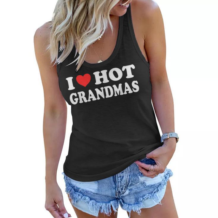 I Love Hot Grandmas Funny 80S Vintage Minimalist Heart  Women Flowy Tank