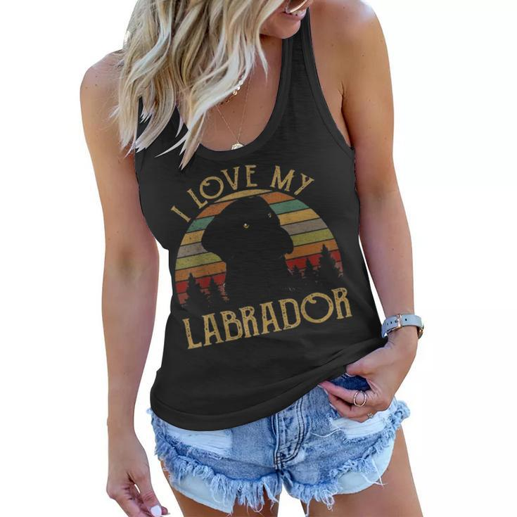 I Love My Black Lab Labrador Funny Lover Mom Dad Themed Gift Women Flowy Tank