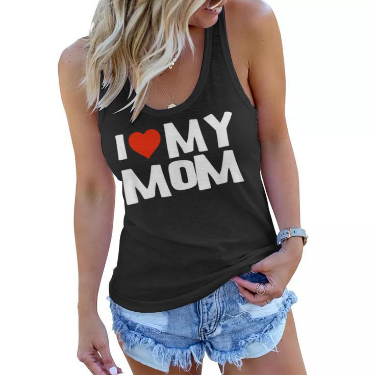 I Love My Mom  With Heart Motherday T Shirt Women Flowy Tank