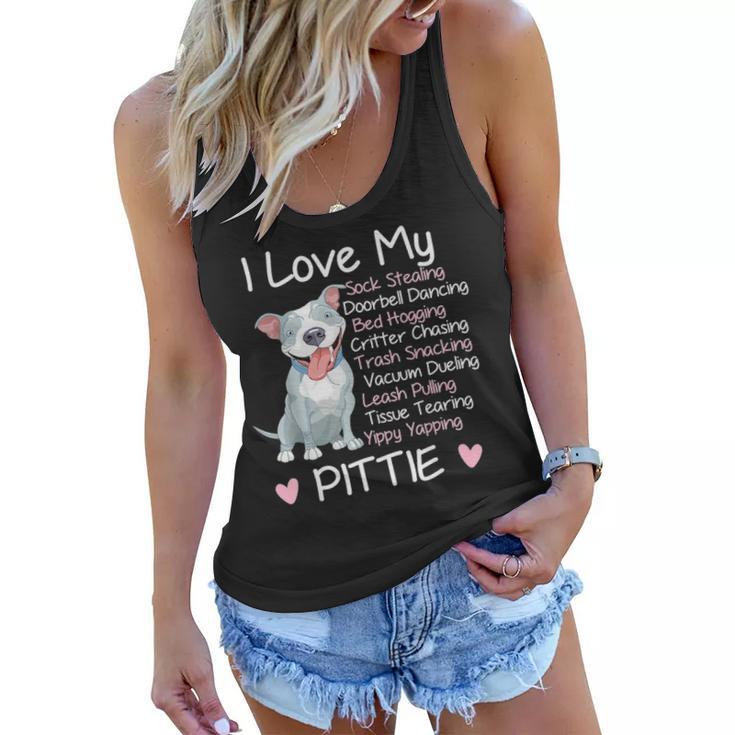 I Love My Pitbull Pittie Mom Mama Dad Youth  Funny Women Flowy Tank