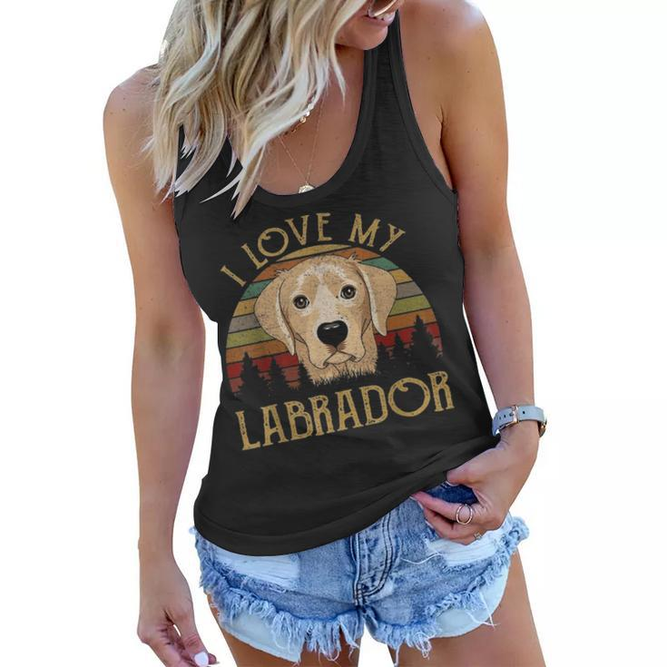 I Love My Yellow Lab Labrador Funny Lover Mom Dad Kid Gifts Women Flowy Tank