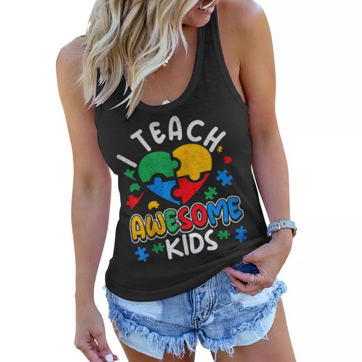 I Teach Awesome Kids Teacher Women Flowy Tank