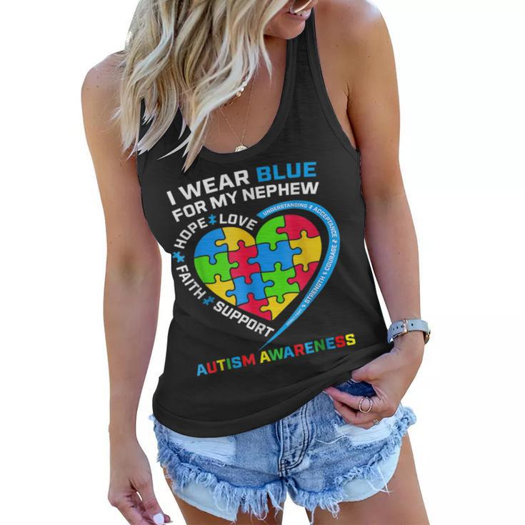 I Wear Blue For My Nephew Autism Awareness Month Uncle Aunt  Women Flowy Tank