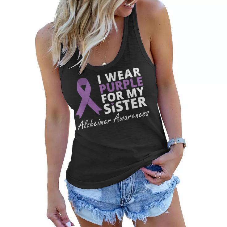I Wear Purple For My Sister T  Ribbon Family Love Women Flowy Tank