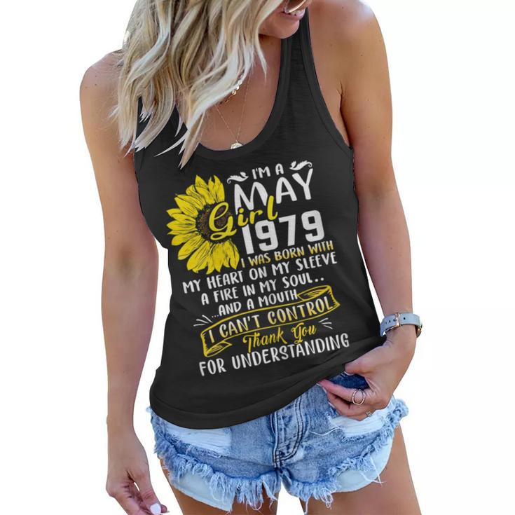 Im A May Girl 1979 Sunflower  40Th Birthday Gift Gift For Womens Women Flowy Tank
