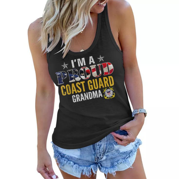 Im A Proud Coast Guard Grandma American Flag Gift Veteran  Women Flowy Tank