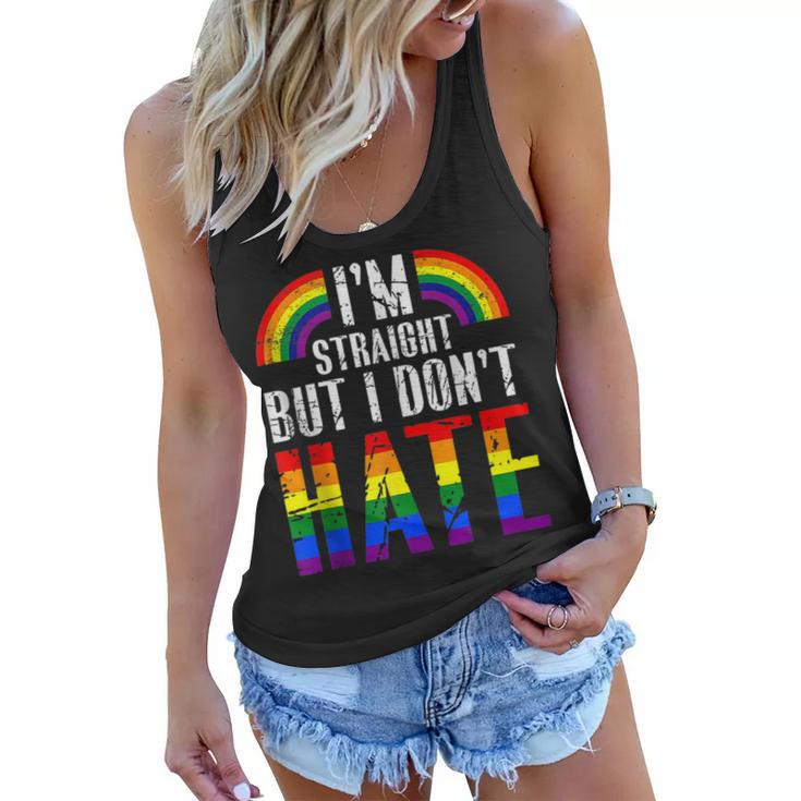 Im Straight But I Dont Hate Rainbow Lgbt Gay Pride Month  Women Flowy Tank
