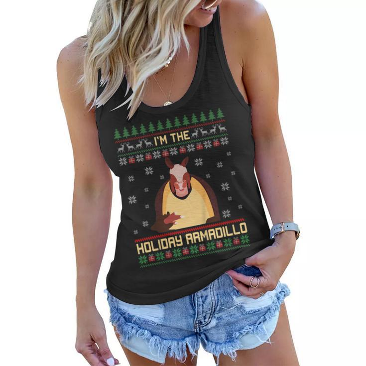 Im The Holiday Armadillo Funny Christmas Sweater Ugly X-Mas  Women Flowy Tank