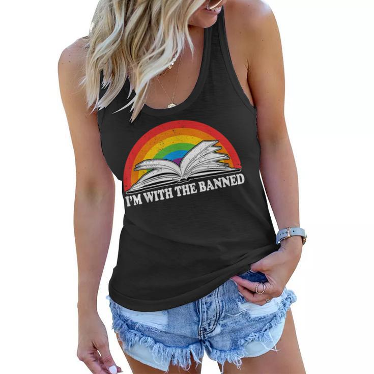 Im With The Banned Books Vintage Rainbow Reading Book  Women Flowy Tank