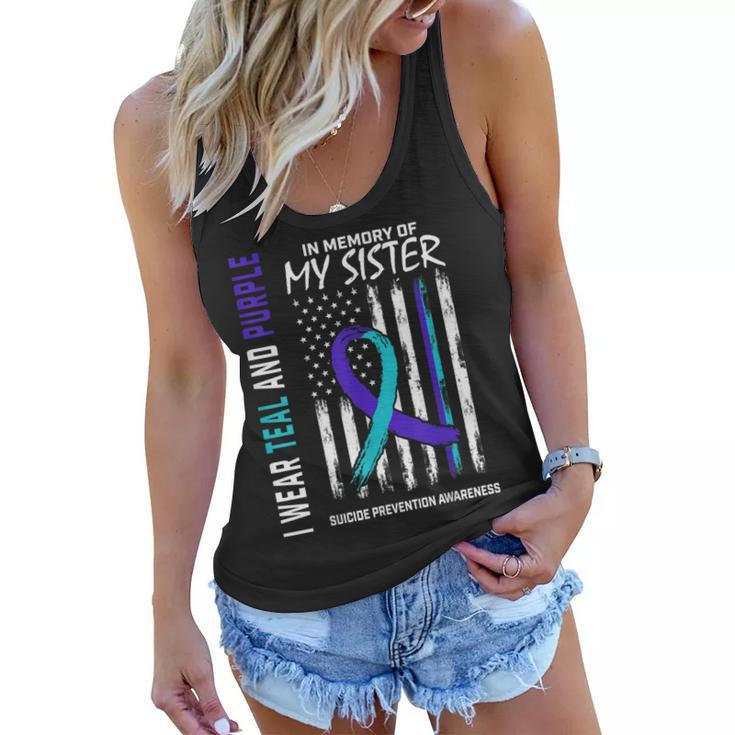 In Memory Of My Sister Suicide Awareness Prevention Flag Women Flowy Tank