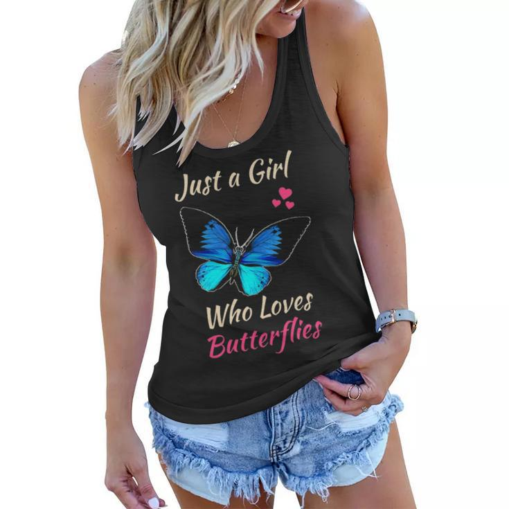 Just A Girl Who Loves Butterflies Funny Monarch Butterfly Women Flowy Tank