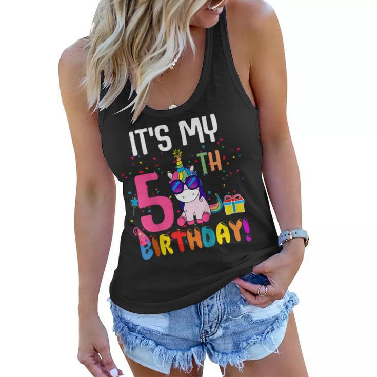 Kids 5 Years Old 5Th Birthday Unicorn Shirt Girl Daughter Gift Pa Women Flowy Tank