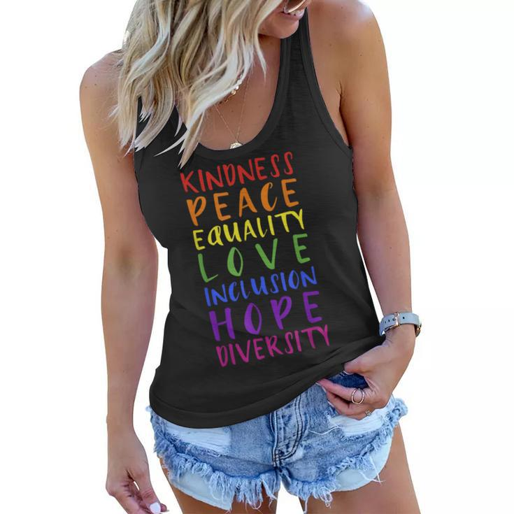 Kindness Peace Inclusion Hope Rainbow For Gay And Lesbian  Women Flowy Tank