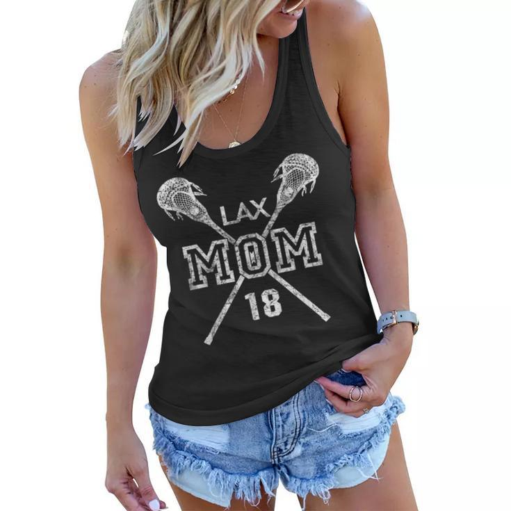 Lax Mom 18 Lacrosse Mom Player Number 18 Mothers Day Gifts  Women Flowy Tank