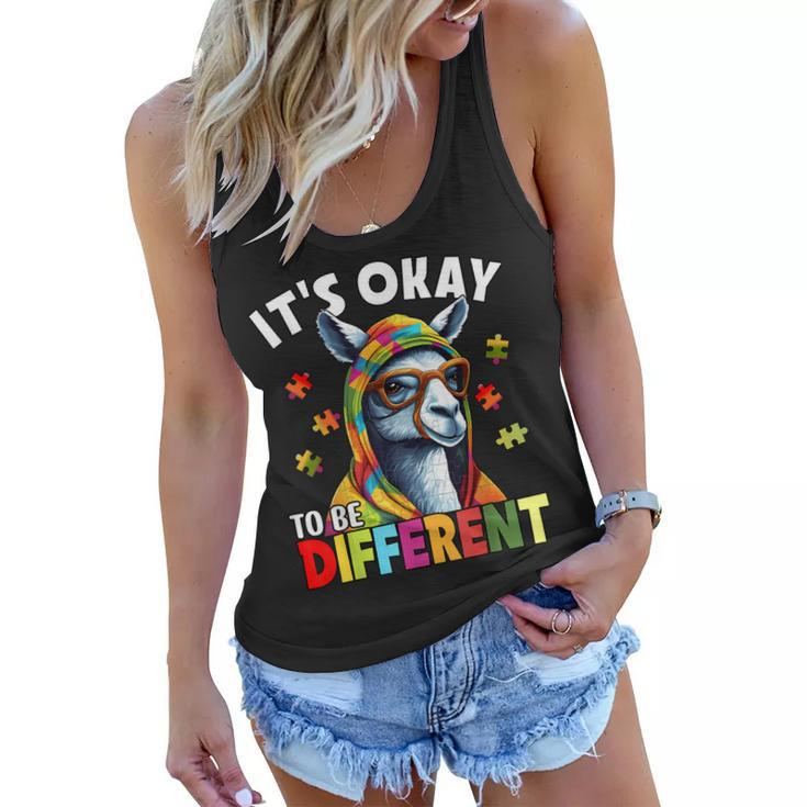 Llama Autism Kids Boys Girls Its Ok To Be Different Puzzle  Women Flowy Tank