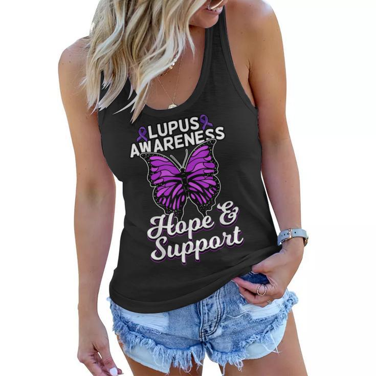 Lupus Awareness Shirt Butterfly Ribbon World Lupus Day Gift Women Flowy Tank