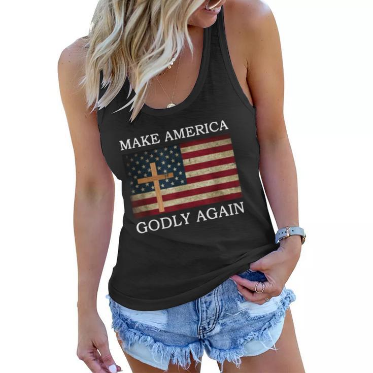Make America Godly Again American Flag Shirt Women Flowy Tank