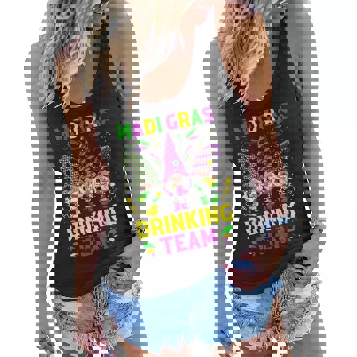 Mardi Gras Drinking Team Wine Party Lover Gnome Men Women  Women Flowy Tank