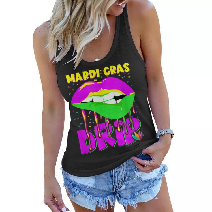 Mardi Gras Drip Lips Outfit Costume Women  Women Flowy Tank