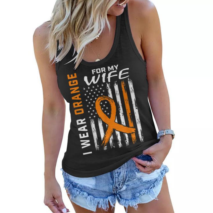 Mens I Wear Orange For My Wife Multiple Sclerosis Awareness Flag  Women Flowy Tank